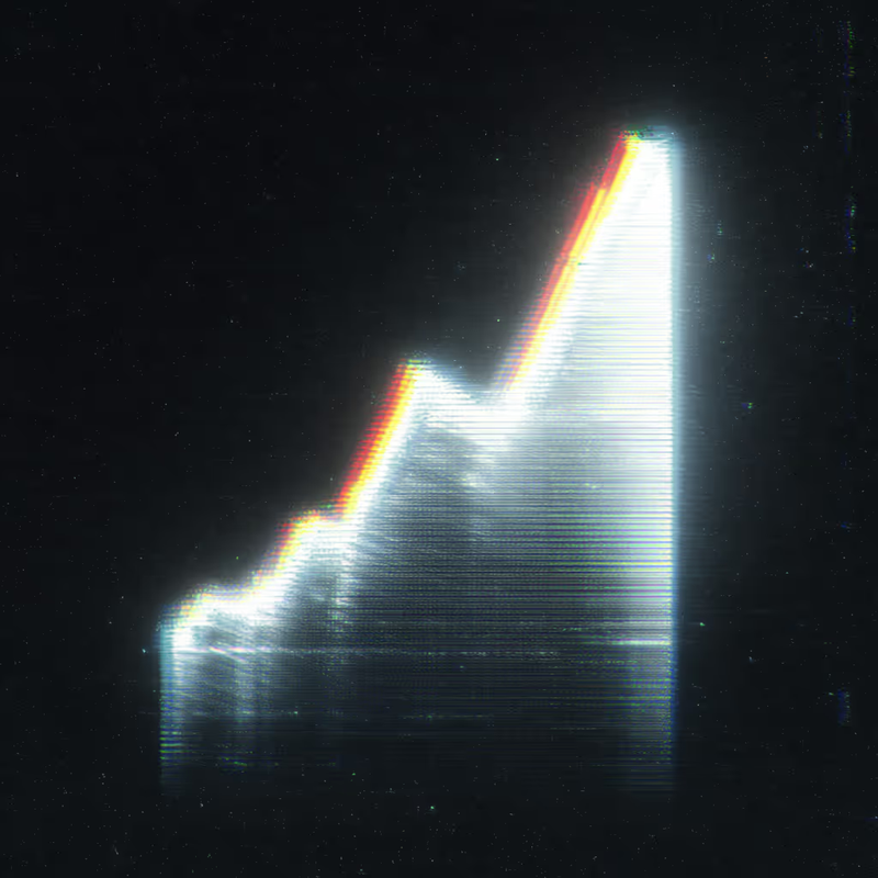 Glowing rising chart on a black background