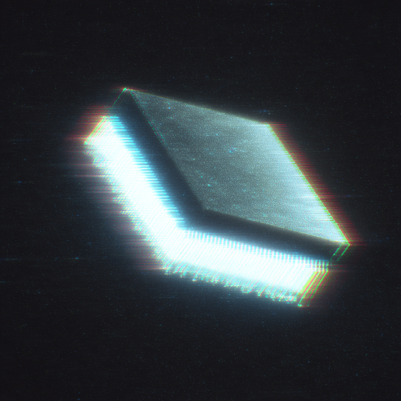 Glowing microchip on a black background