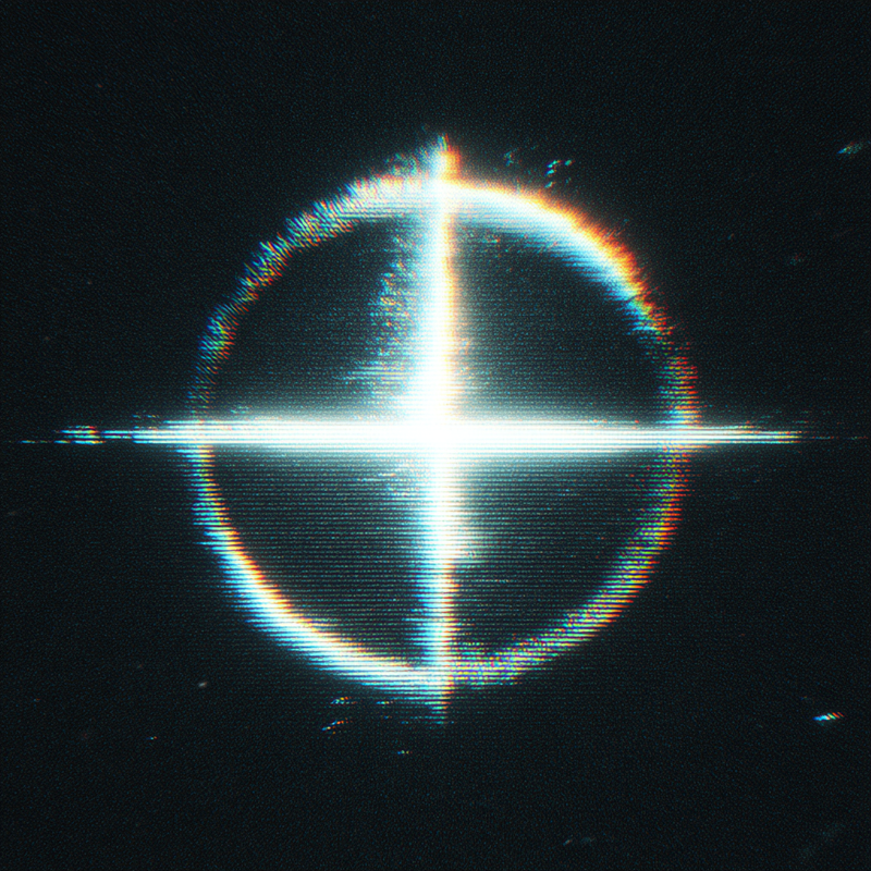 Glowing crosshair on a black background
