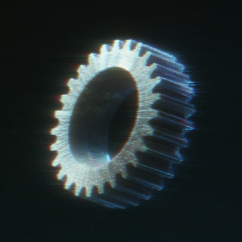 Glowing gear on a black background